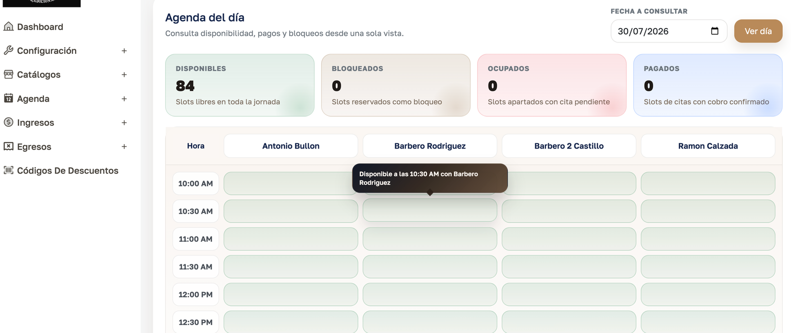 Sistema implementado para negocio